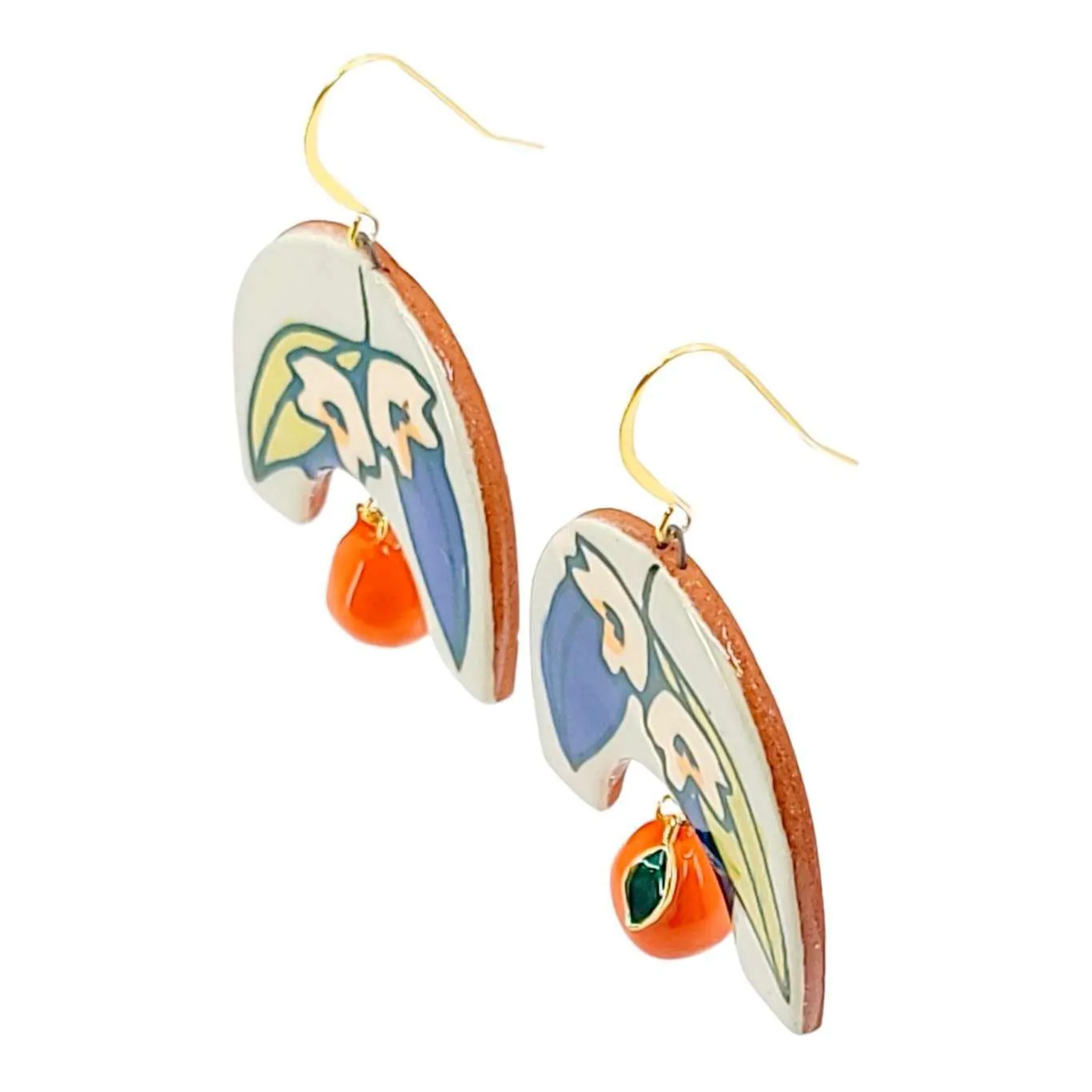 Earrings - Orange Blossom Dangles by Catie Miller Ceramics