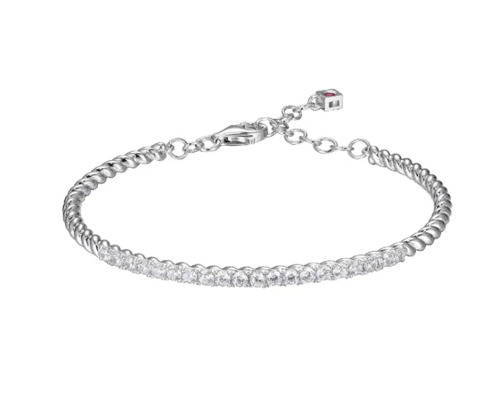 ELLE Sterling Silver "Nautical" Rope CZ Bangle Bracelet (SI5098)