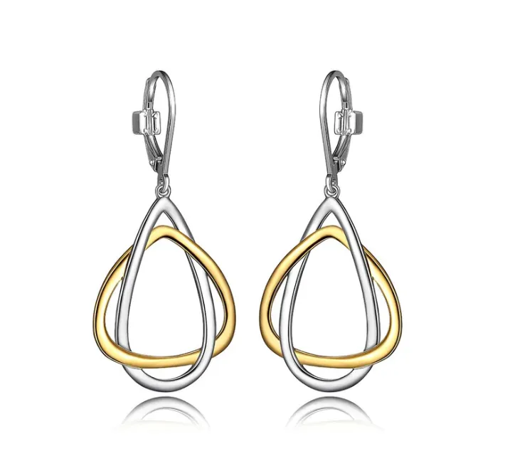 ELLE Two Tone Interlocking Dangle Earrings (SI2695)