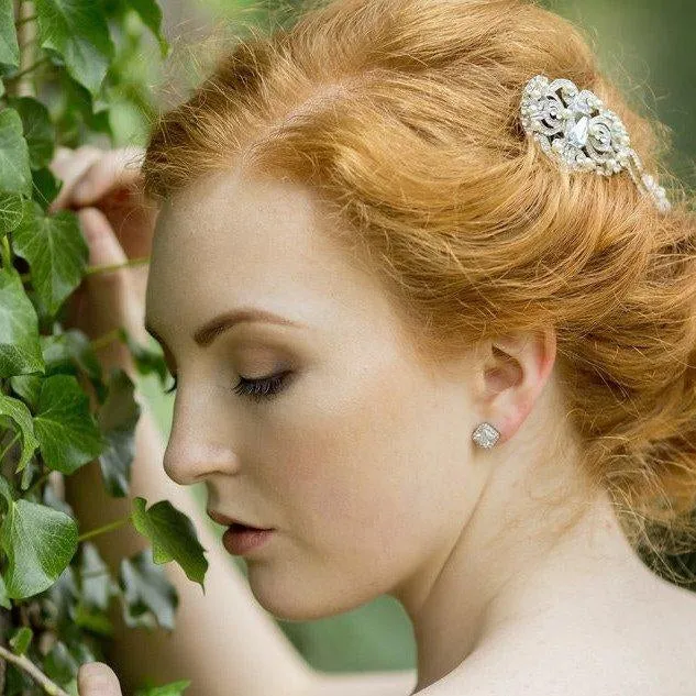 Elysee, Square Crystal Stud Earrings