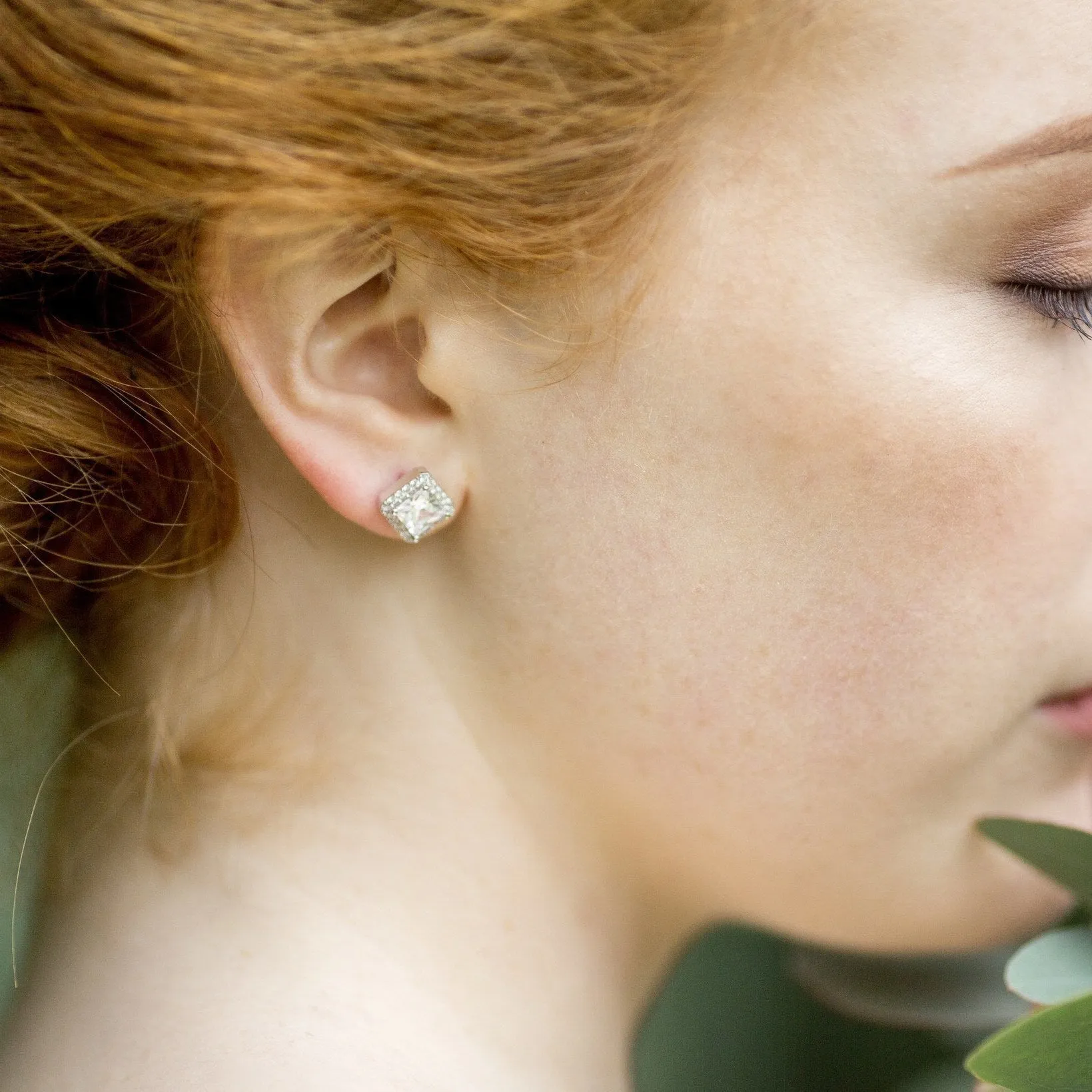 Elysee, Square Crystal Stud Earrings