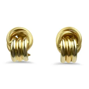 Estate 18k Yellow & White Gold Knot Earrings