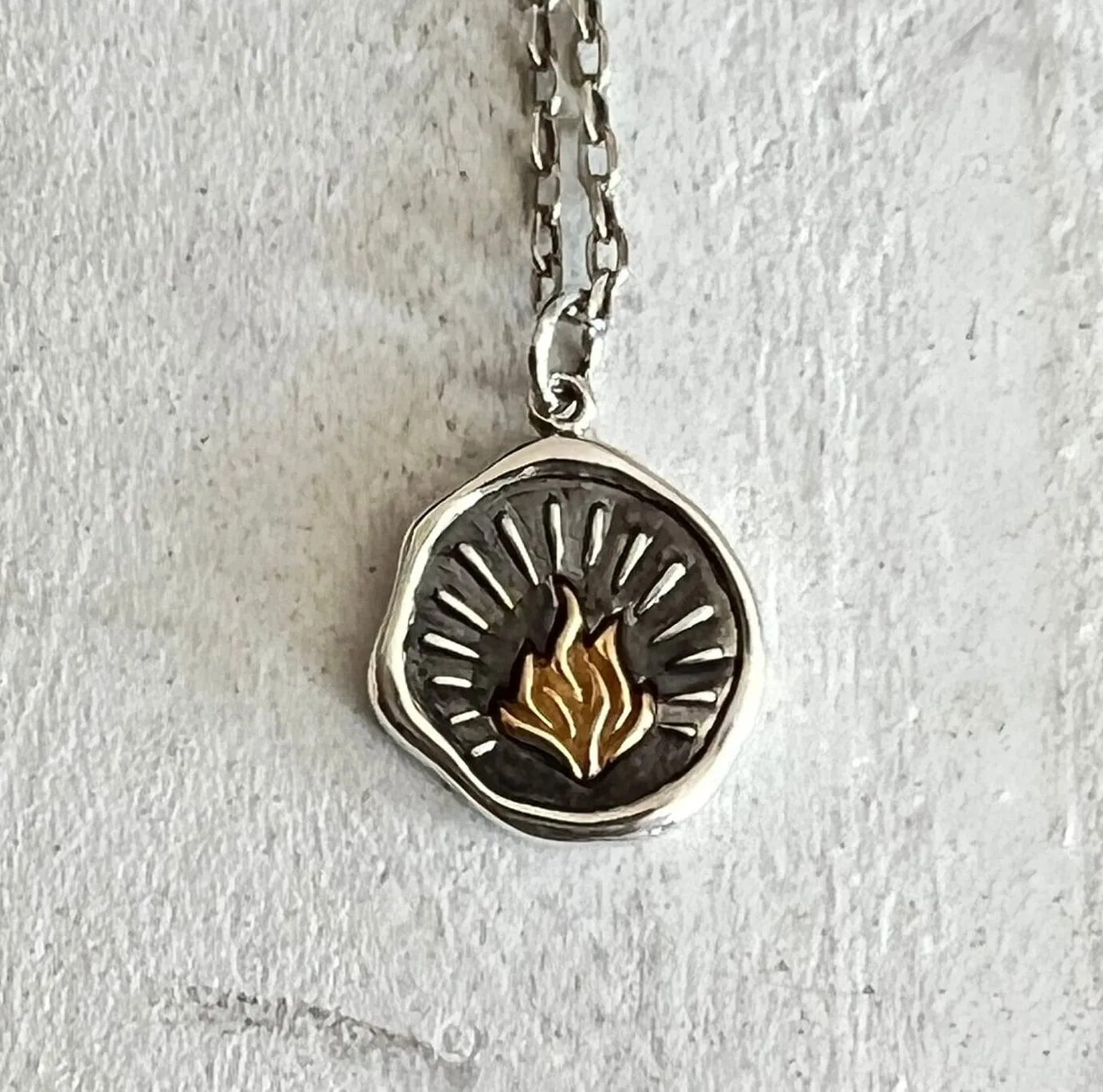 Fire/Flames Wax Seal Medallion Necklace