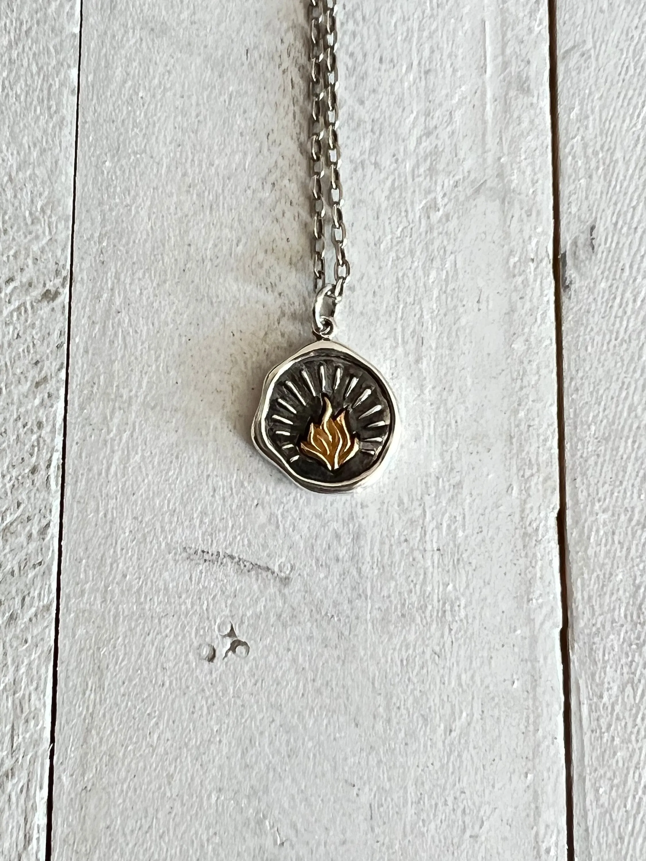 Fire/Flames Wax Seal Medallion Necklace