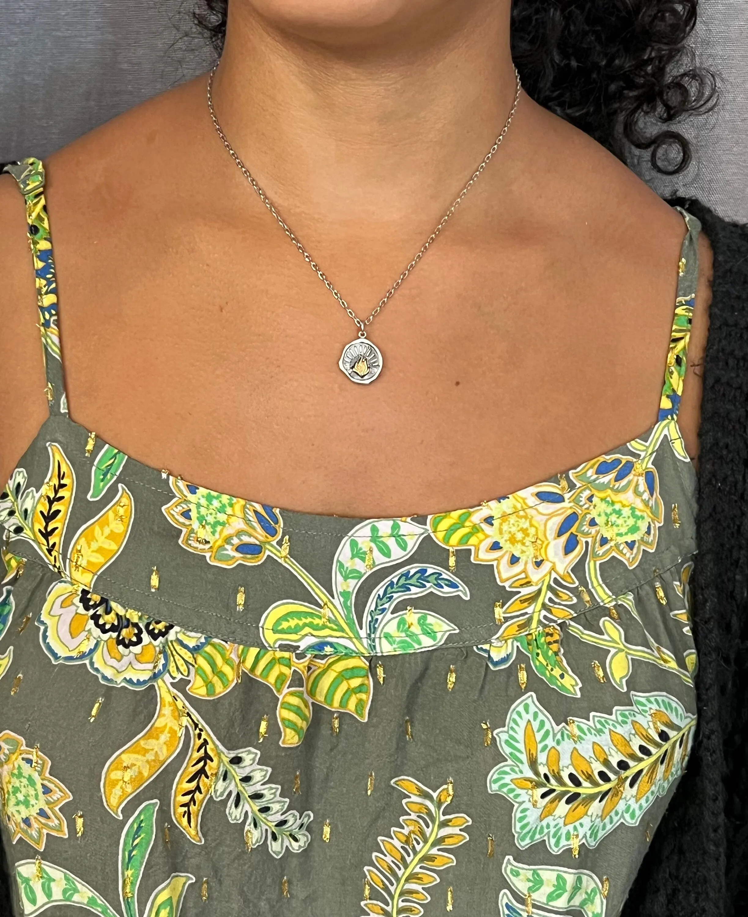 Fire/Flames Wax Seal Medallion Necklace