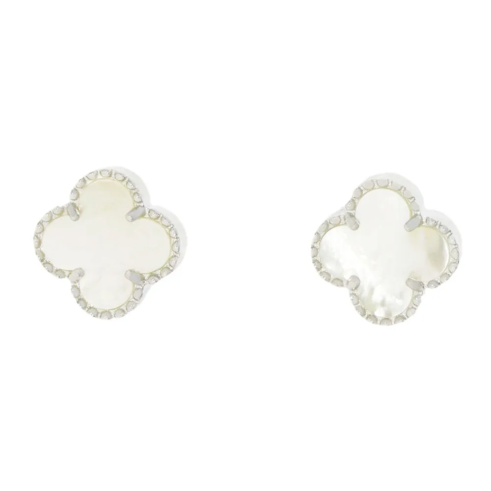 Four Leaf Clover Mother of Pearl Stud Earrings GVL033