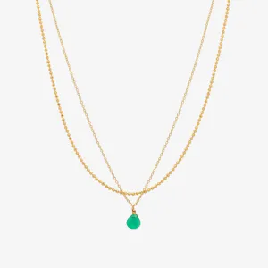Gemstone two chains layered necklace