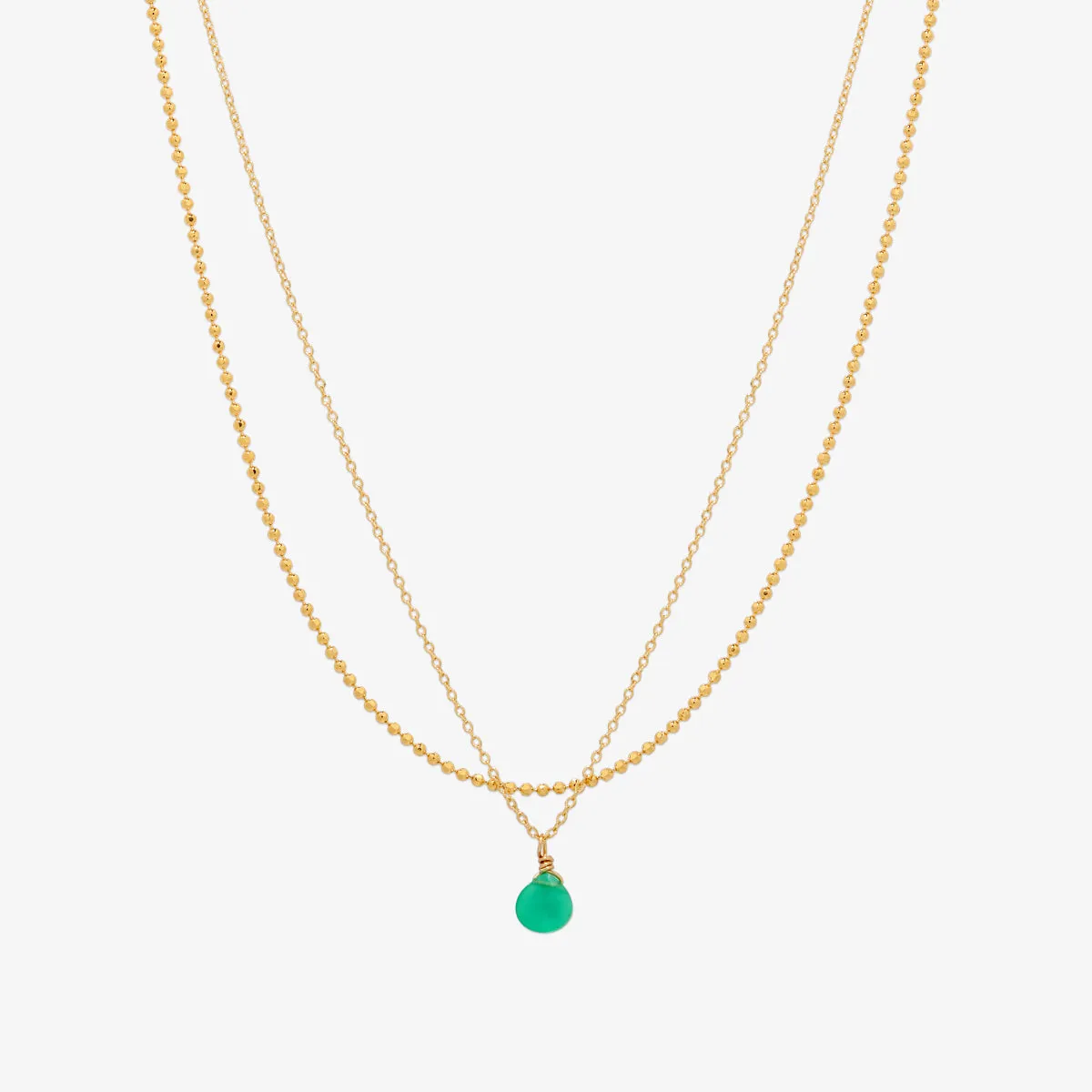 Gemstone two chains layered necklace