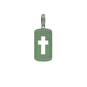 Genuine Chrome Diopside Gemstone 925 Silver Cross Finding Pendant Jewelry FI-58S