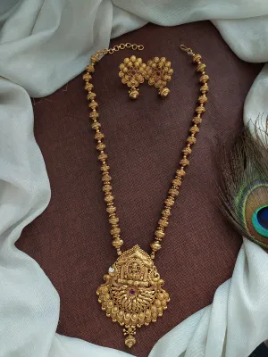 Goddess Lakshmi Ji Temple Pendant Divine Antique Mala Set