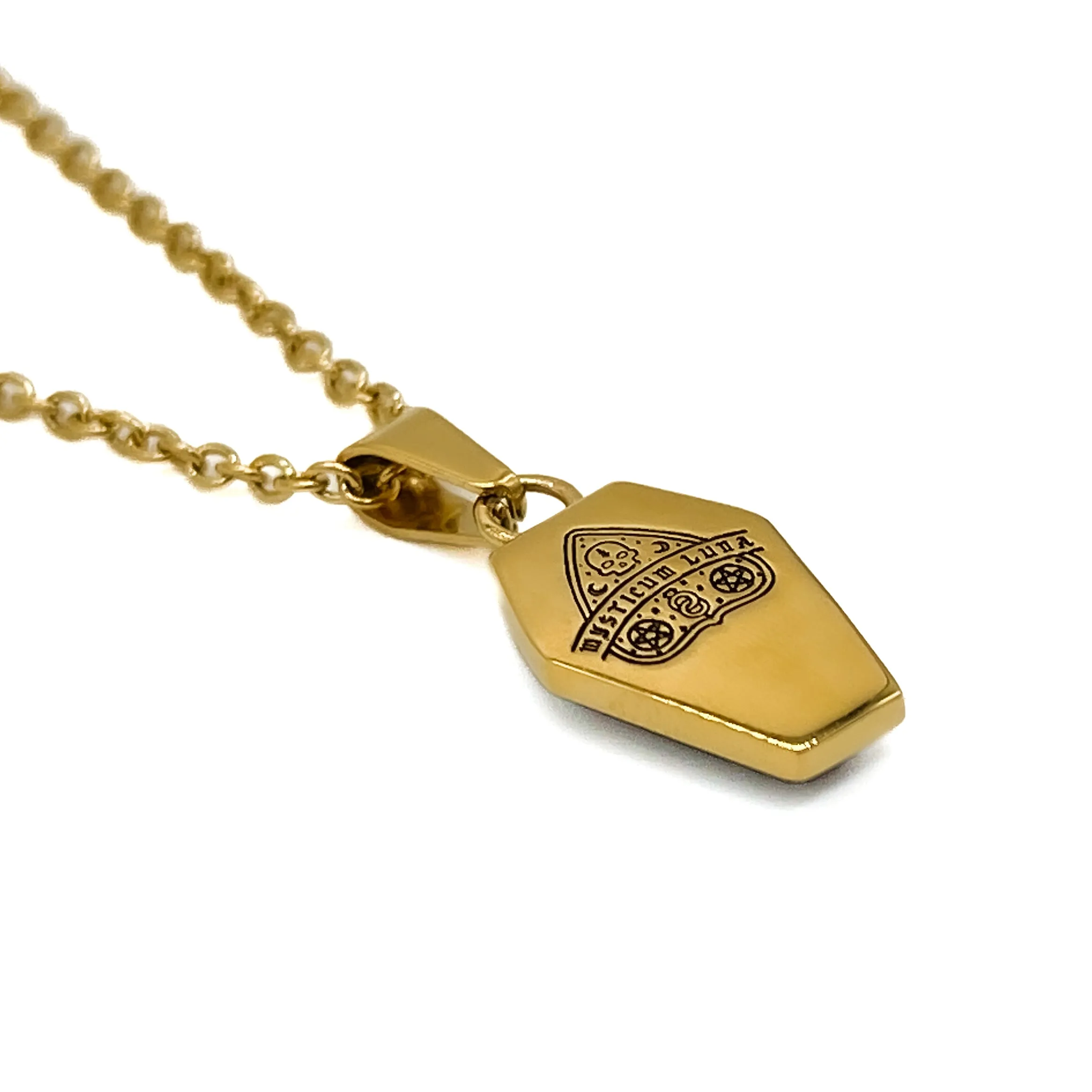 Gold Crypt Black Coffin Gothic Necklace