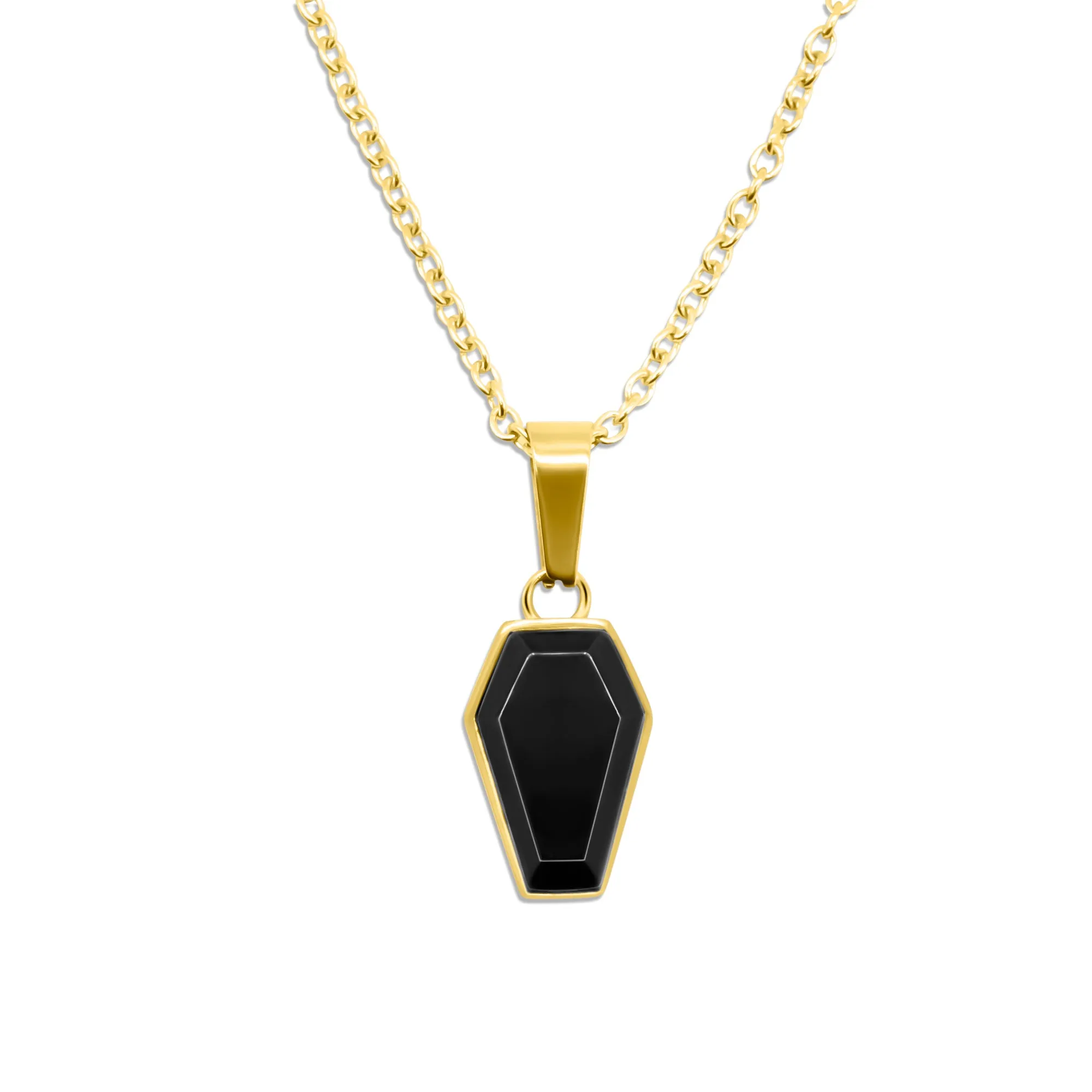Gold Crypt Black Coffin Gothic Necklace