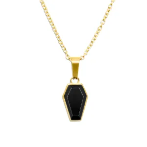 Gold Crypt Black Coffin Gothic Necklace
