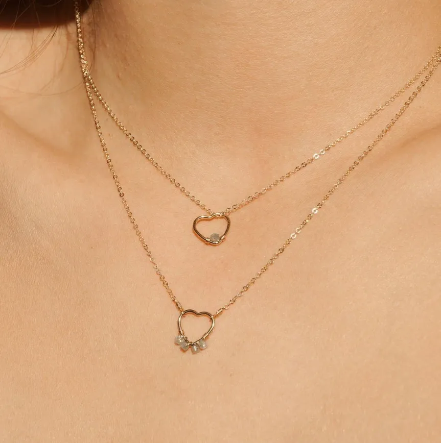 Gold-filled Ruby Wire Heart Necklace