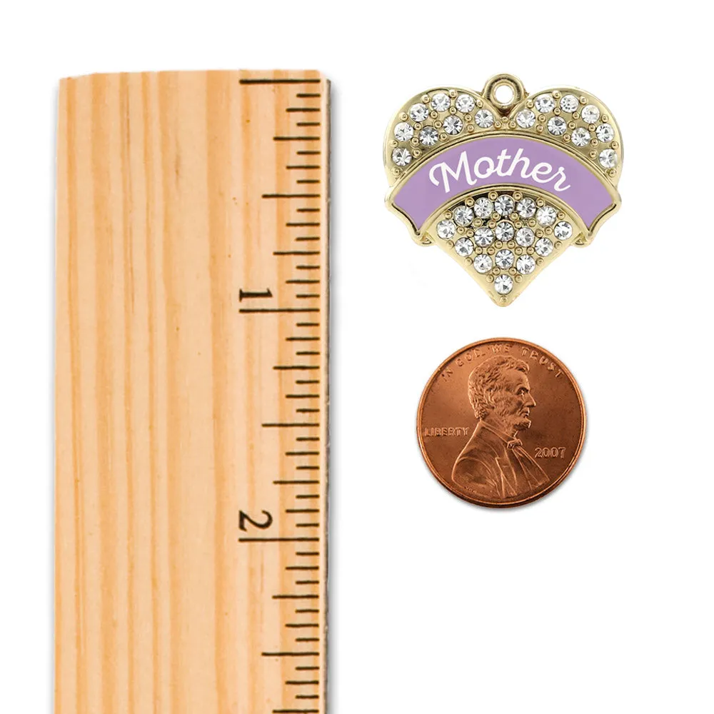 Gold Lavender Mother Pave Heart Charm Toggle Bracelet