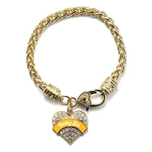 Gold Marigold Baby Sister Pave Heart Charm Braided Bracelet