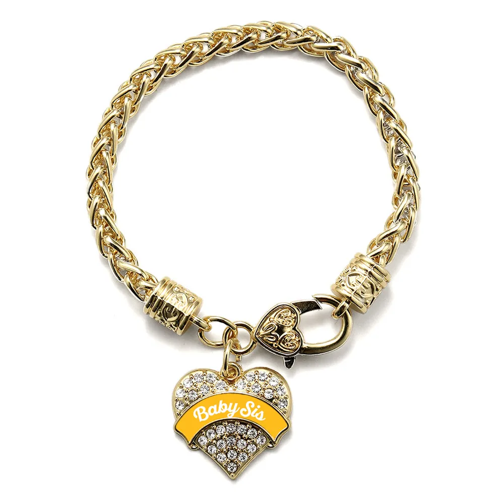Gold Marigold Baby Sister Pave Heart Charm Braided Bracelet