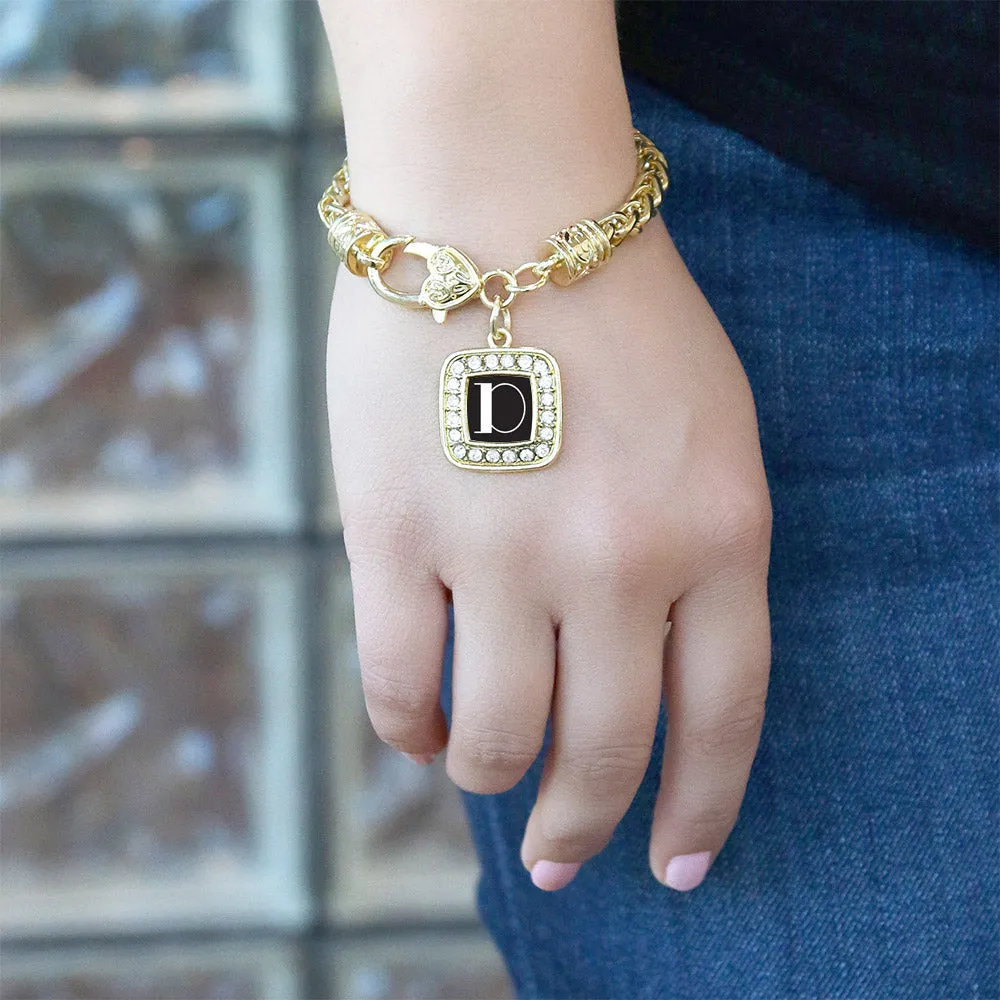 Gold My Vintage Initials - Letter D Square Charm Braided Bracelet