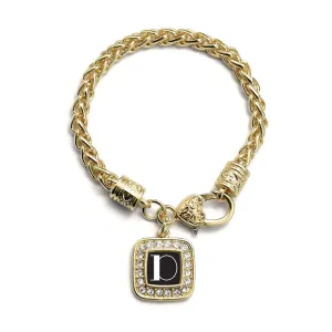 Gold My Vintage Initials - Letter D Square Charm Braided Bracelet