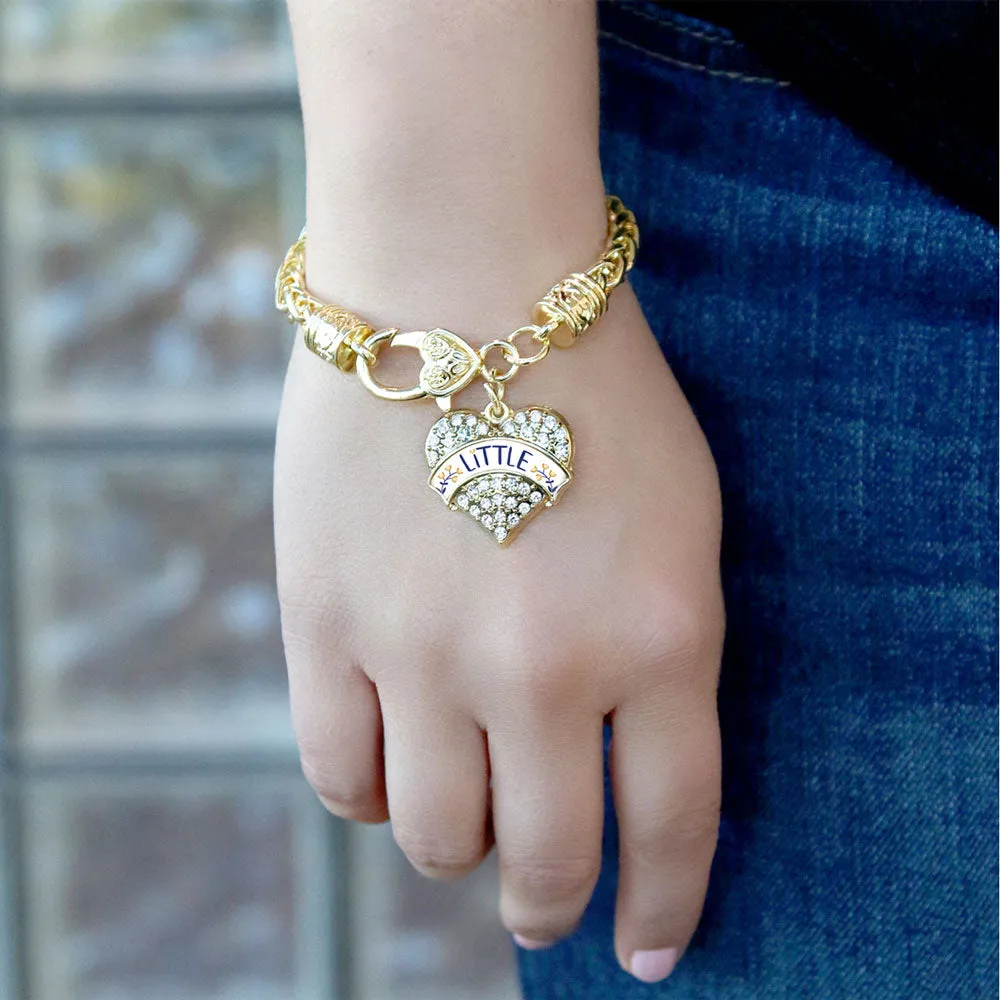 Gold Navy Blue and Gold Little Pave Heart Charm Braided Bracelet