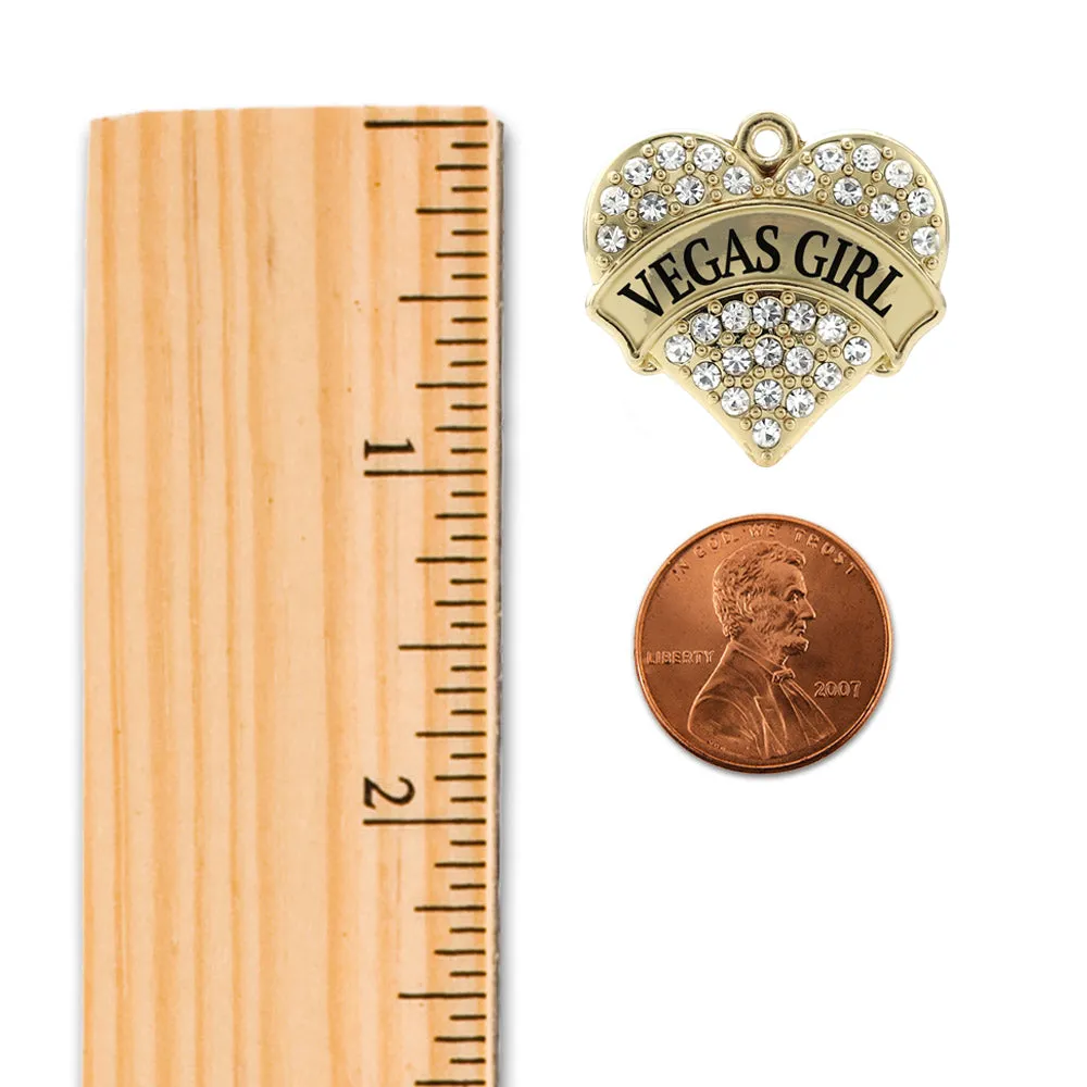 Gold Vegas Girl Pave Heart Charm Toggle Bracelet