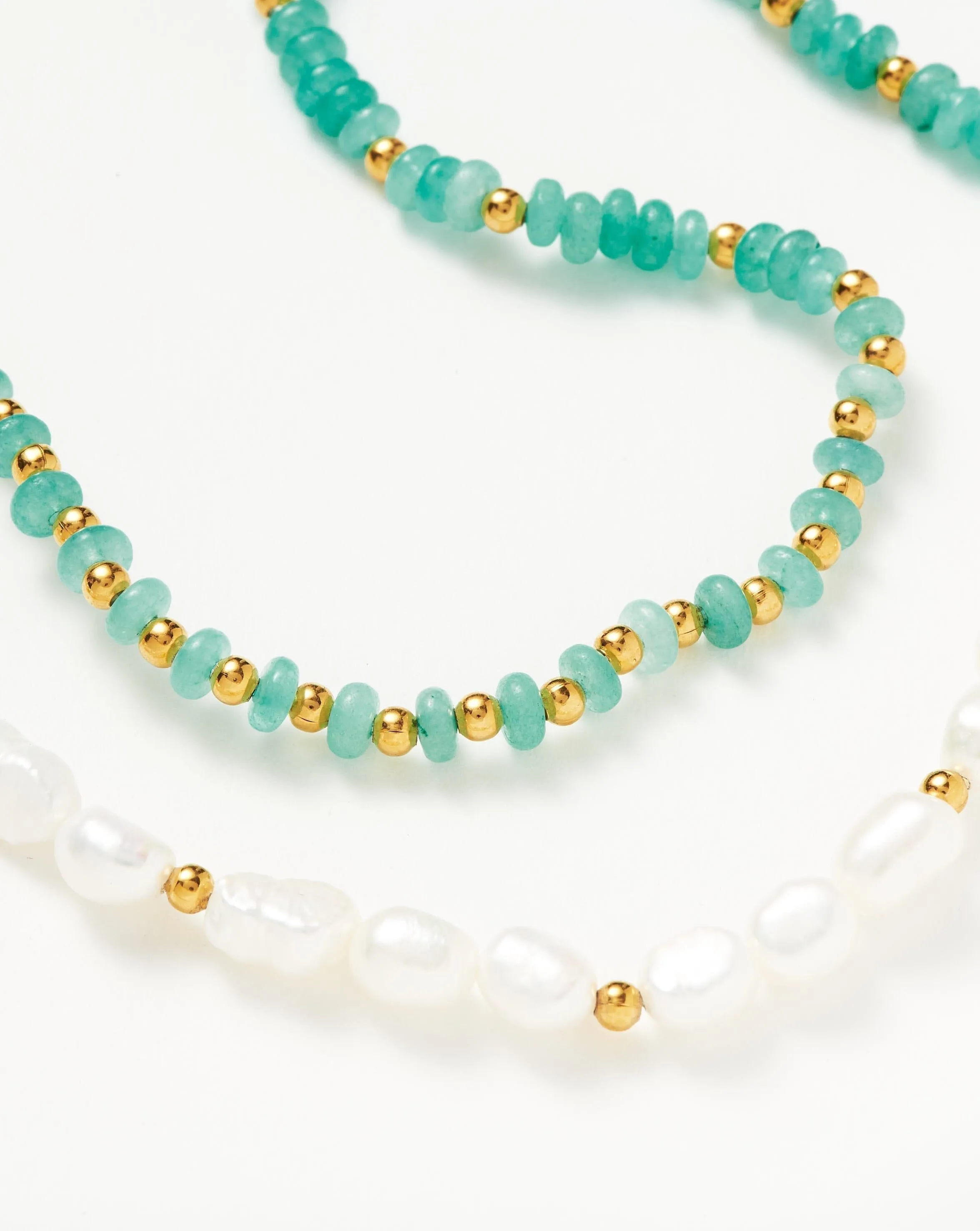 Good Vibes Pearl Beaded Medium Necklace | 18ct Gold Plated/Pearl & Turquoise Quartzite