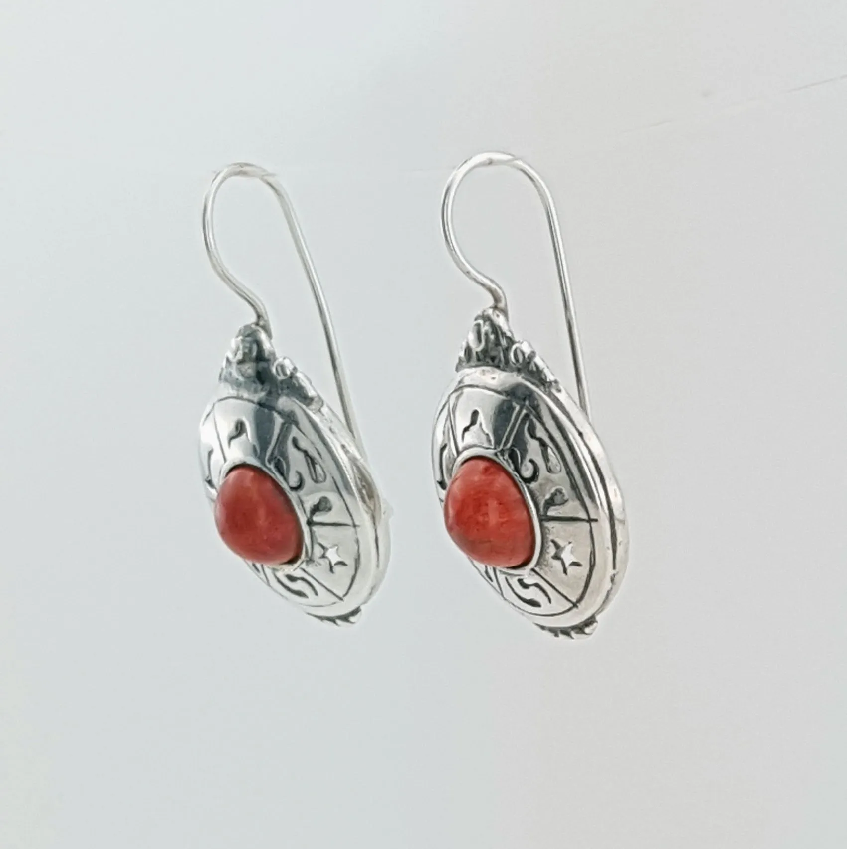 Hadar Jewelry Handmade Drop Dangle 925 Sterling Silver Coral Earrings