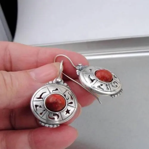 Hadar Jewelry Handmade Drop Dangle 925 Sterling Silver Coral Earrings