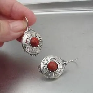 Hadar Jewelry Handmade Drop Dangle 925 Sterling Silver Coral Earrings