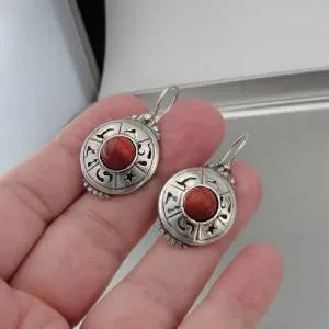 Hadar Jewelry Handmade Drop Dangle 925 Sterling Silver Coral Earrings