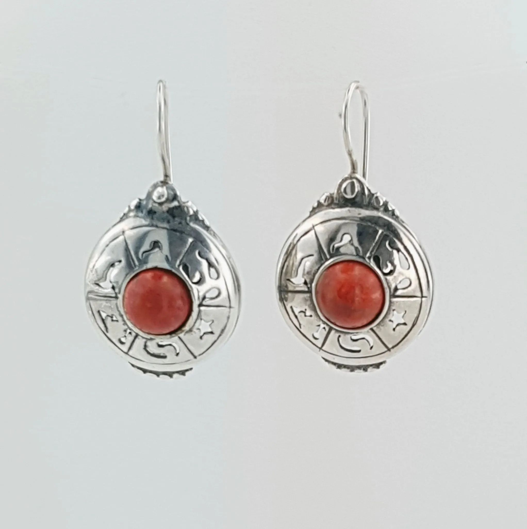 Hadar Jewelry Handmade Drop Dangle 925 Sterling Silver Coral Earrings