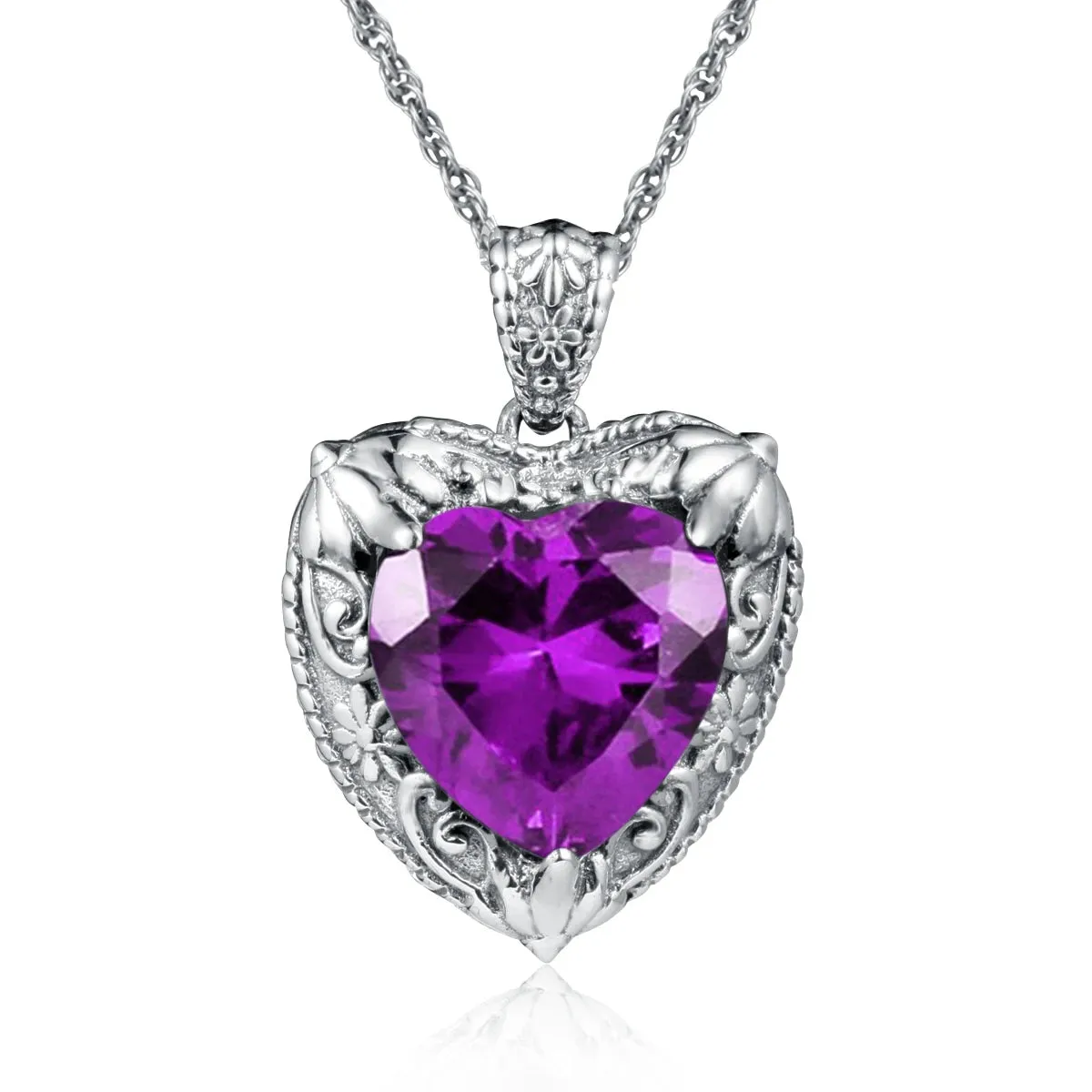 Heart Pendant made of 925 Silver with Rose Gold or Gold plating and Synthetic Stone.