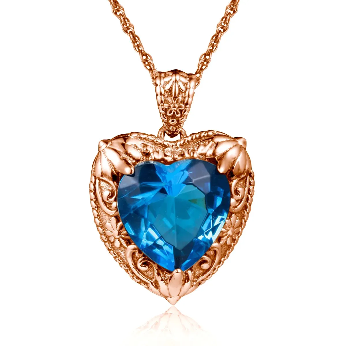 Heart Pendant made of 925 Silver with Rose Gold or Gold plating and Synthetic Stone.