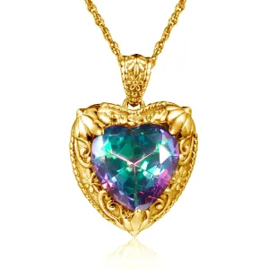 Heart Pendant made of 925 Silver with Rose Gold or Gold plating and Synthetic Stone.