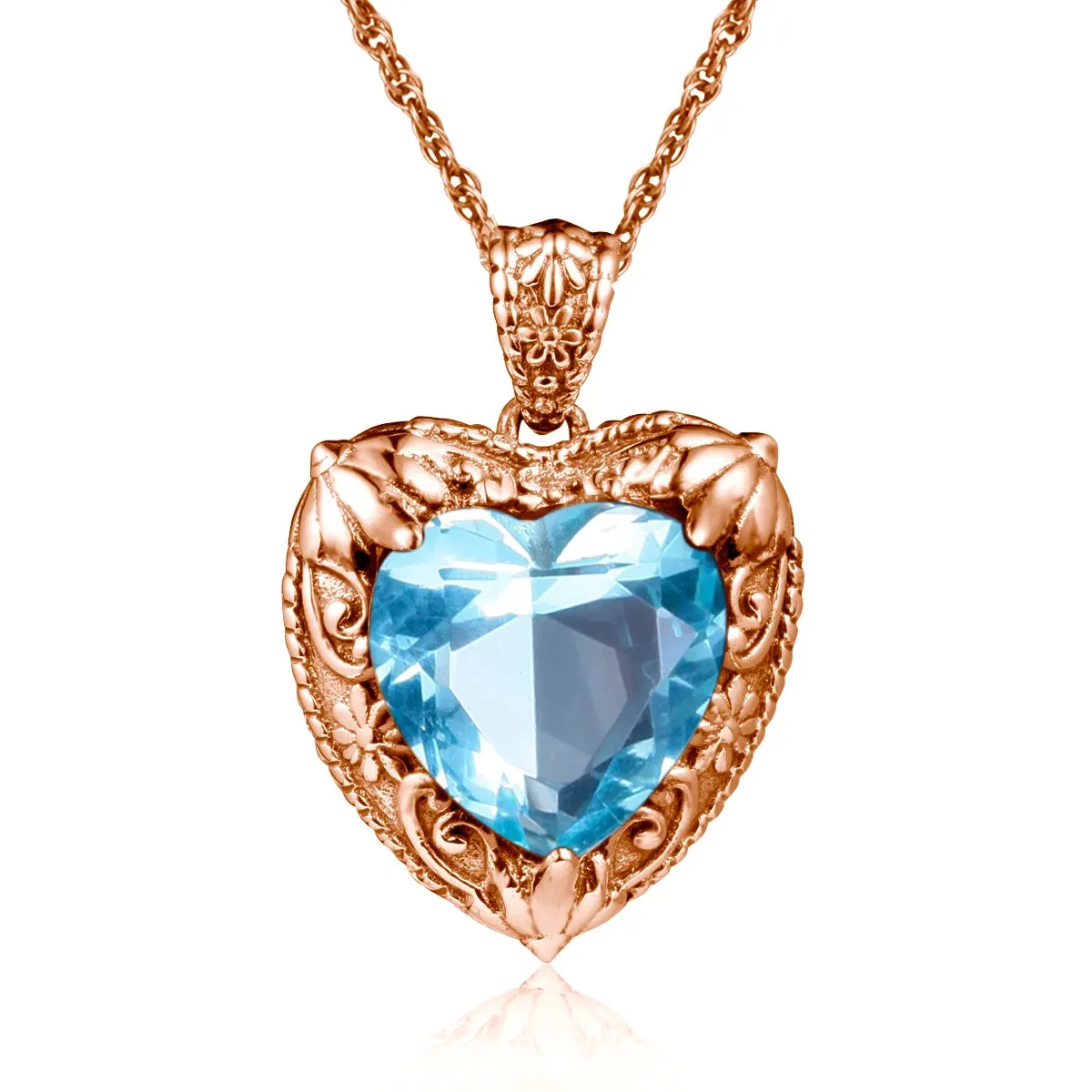 Heart Pendant made of 925 Silver with Rose Gold or Gold plating and Synthetic Stone.