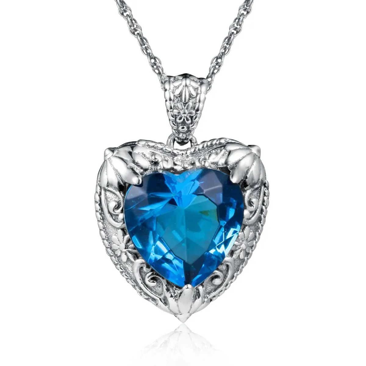 Heart Pendant made of 925 Silver with Rose Gold or Gold plating and Synthetic Stone.