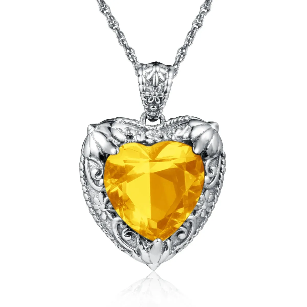 Heart Pendant made of 925 Silver with Rose Gold or Gold plating and Synthetic Stone.