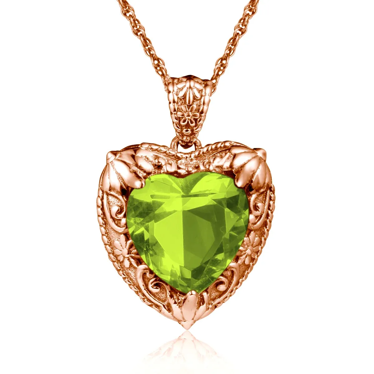 Heart Pendant made of 925 Silver with Rose Gold or Gold plating and Synthetic Stone.
