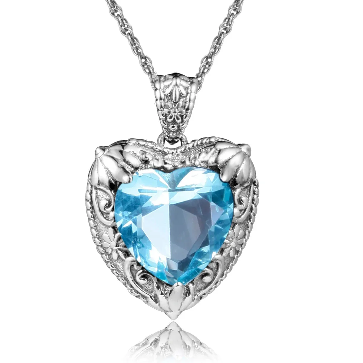 Heart Pendant made of 925 Silver with Rose Gold or Gold plating and Synthetic Stone.