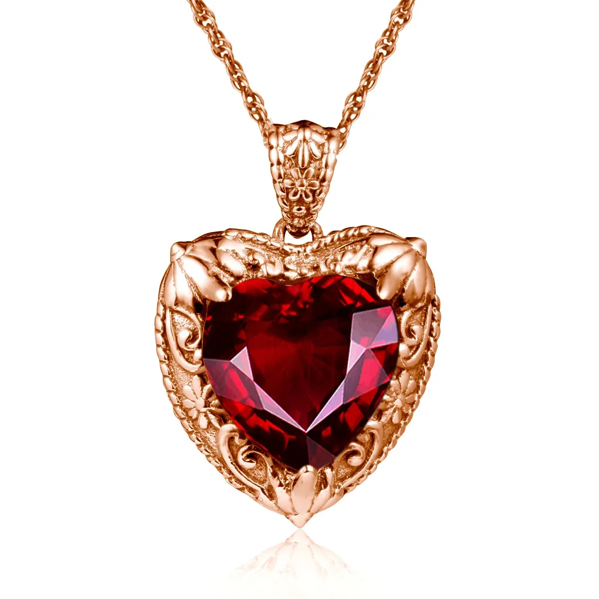 Heart Pendant made of 925 Silver with Rose Gold or Gold plating and Synthetic Stone.