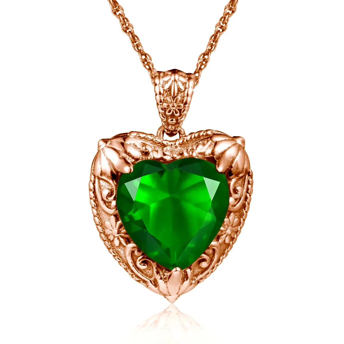 Heart Pendant made of 925 Silver with Rose Gold or Gold plating and Synthetic Stone.