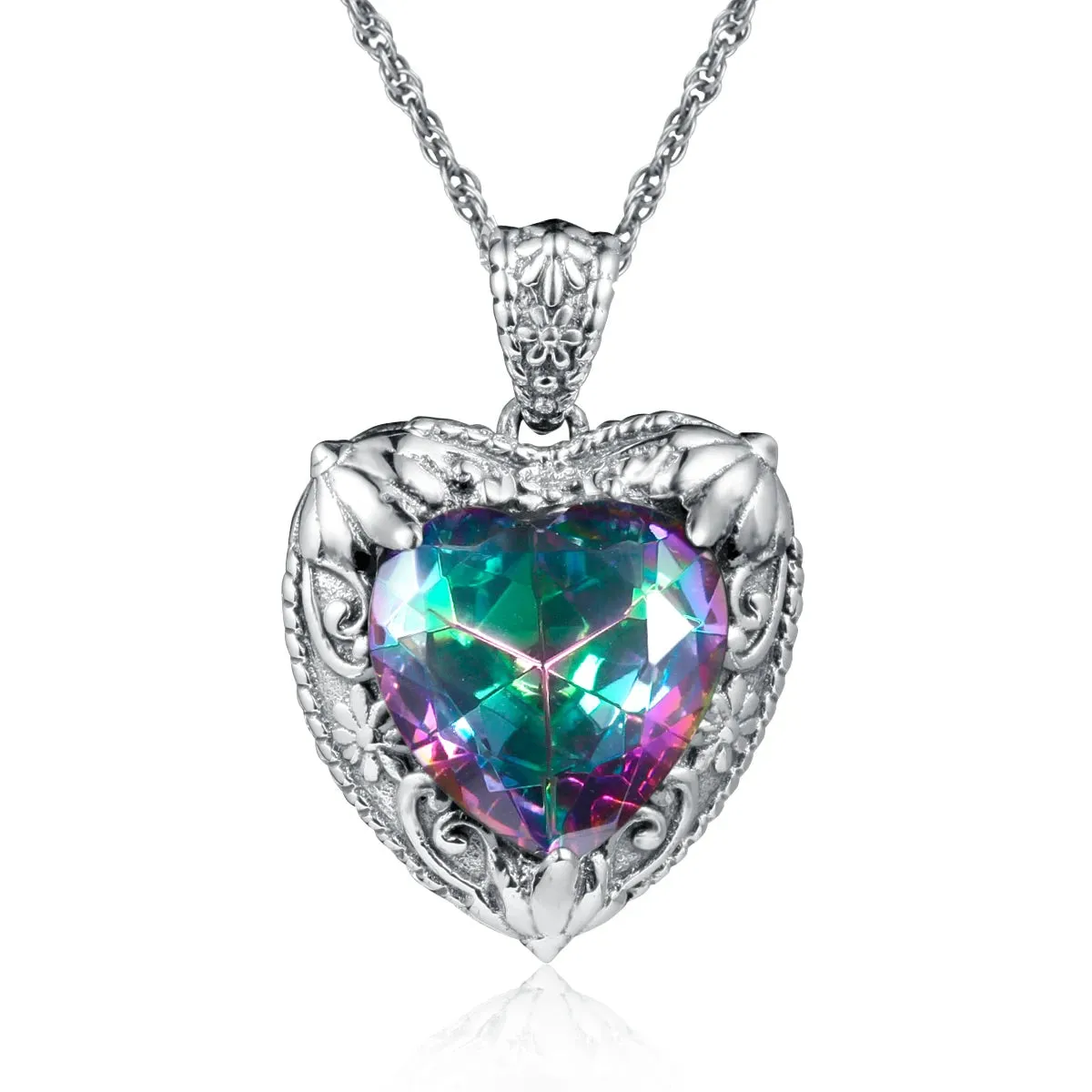 Heart Pendant made of 925 Silver with Rose Gold or Gold plating and Synthetic Stone.