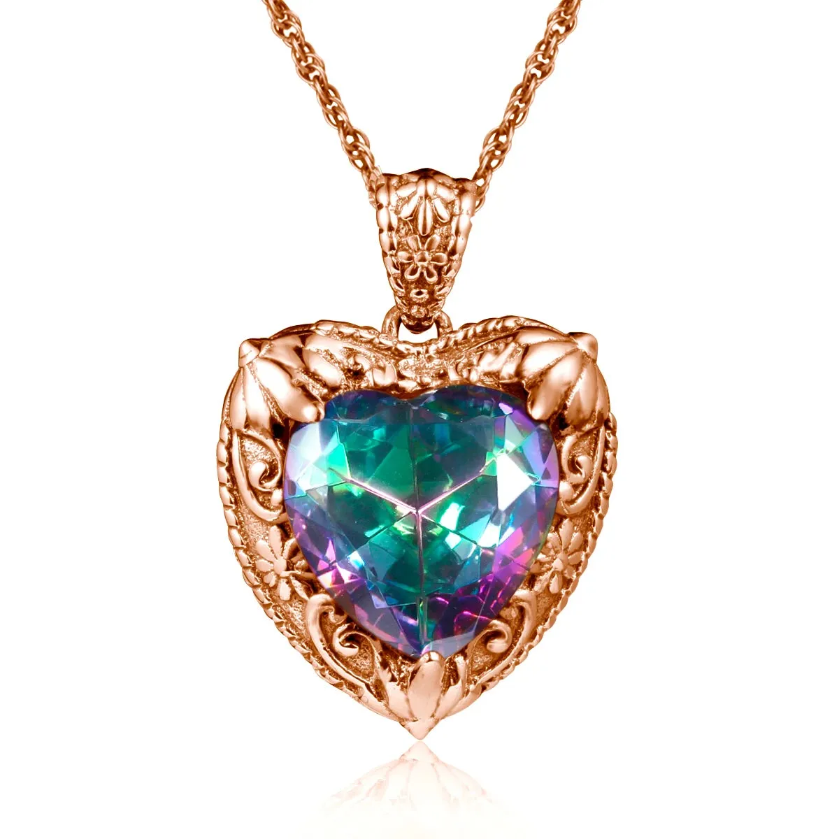 Heart Pendant made of 925 Silver with Rose Gold or Gold plating and Synthetic Stone.
