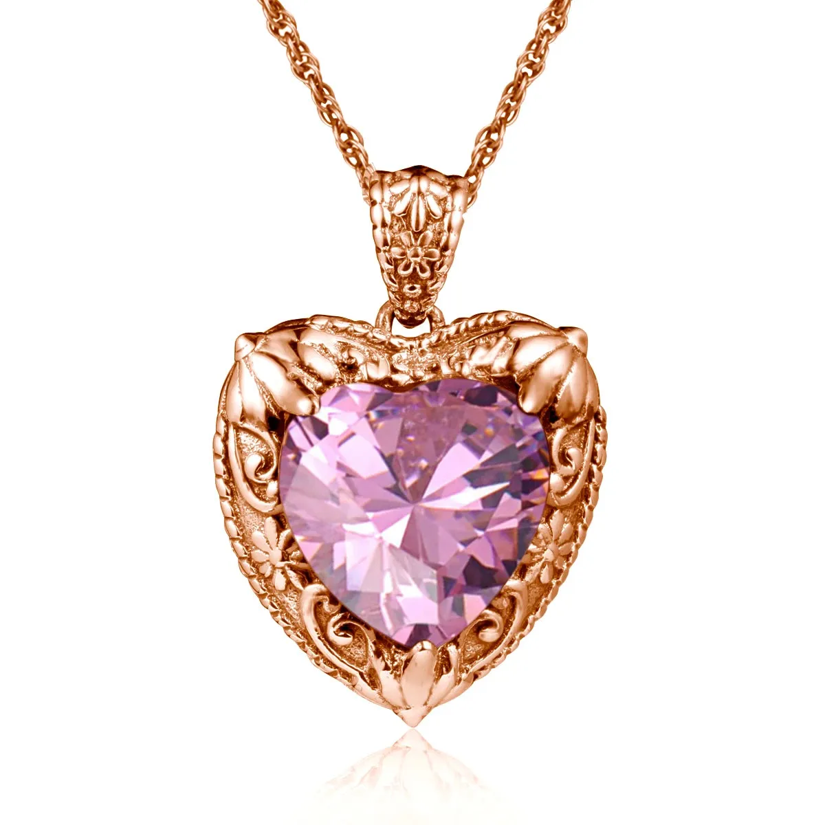 Heart Pendant made of 925 Silver with Rose Gold or Gold plating and Synthetic Stone.