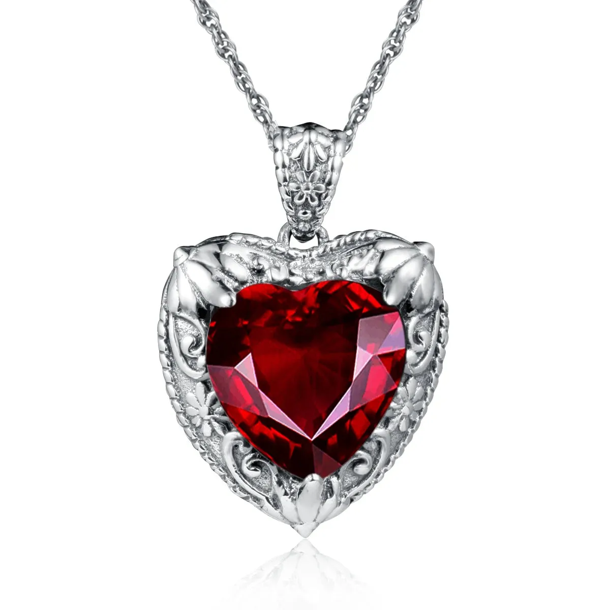 Heart Pendant made of 925 Silver with Rose Gold or Gold plating and Synthetic Stone.