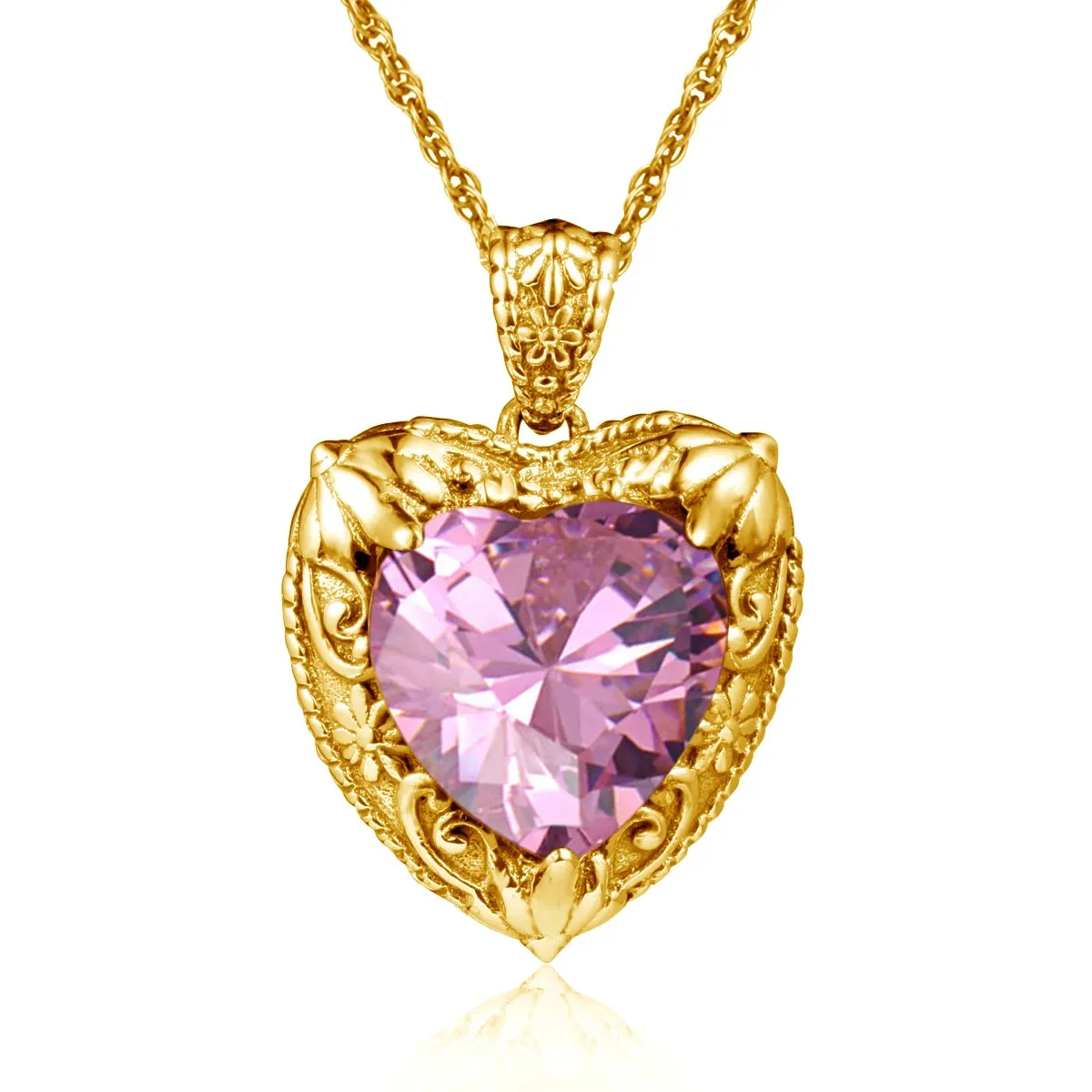 Heart Pendant made of 925 Silver with Rose Gold or Gold plating and Synthetic Stone.