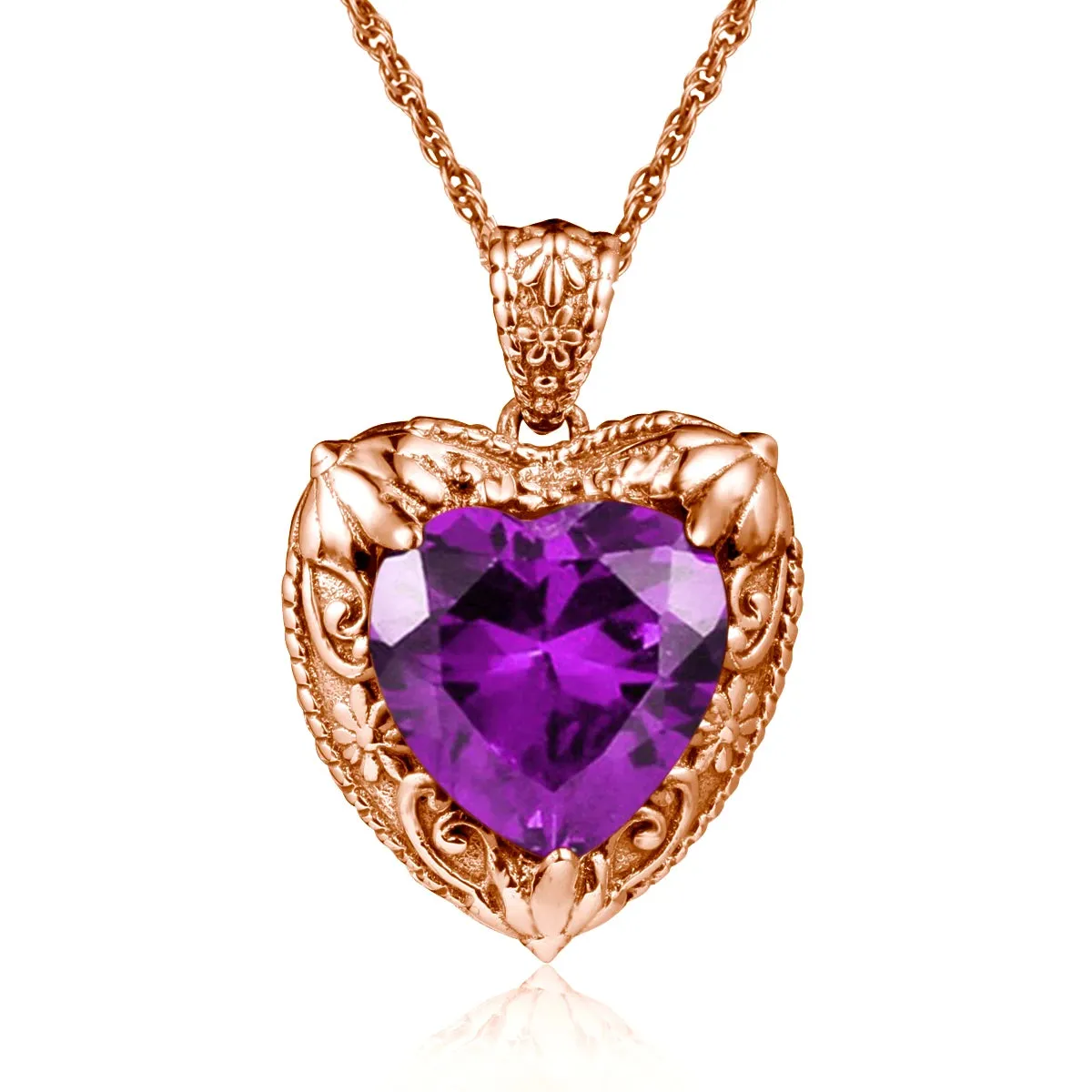 Heart Pendant made of 925 Silver with Rose Gold or Gold plating and Synthetic Stone.