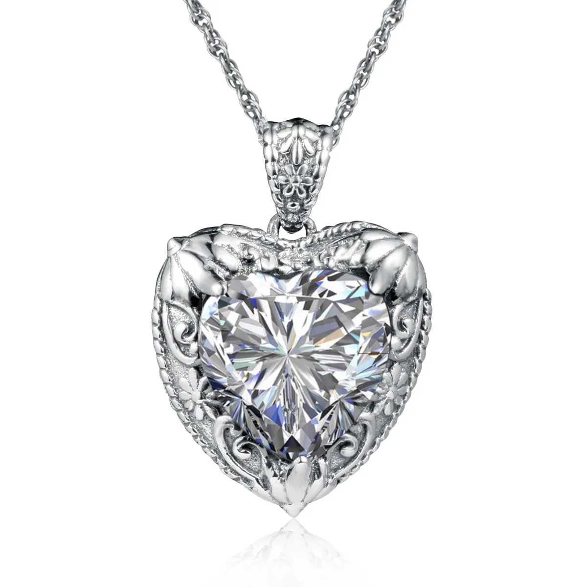 Heart Pendant made of 925 Silver with Rose Gold or Gold plating and Synthetic Stone.