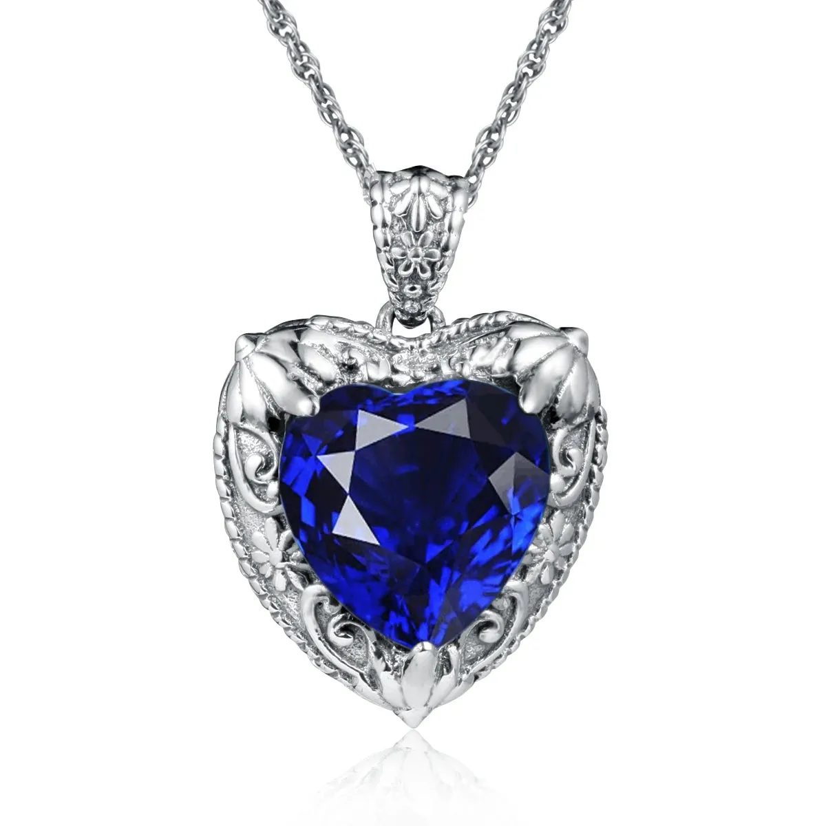 Heart Pendant made of 925 Silver with Rose Gold or Gold plating and Synthetic Stone.