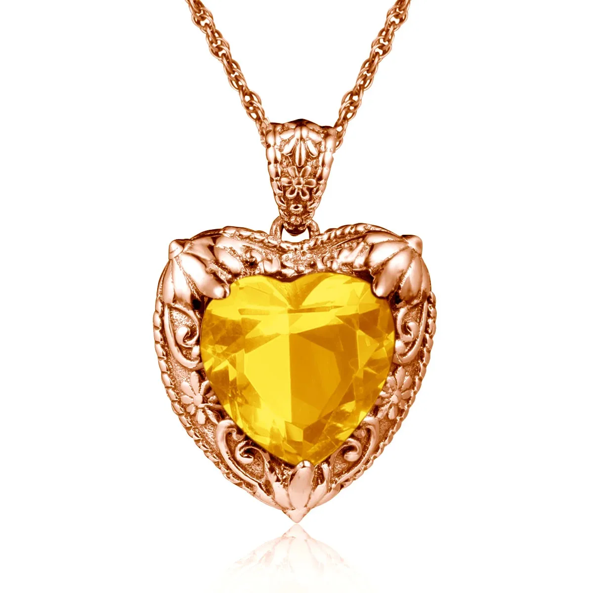 Heart Pendant made of 925 Silver with Rose Gold or Gold plating and Synthetic Stone.